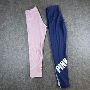 Victoria's Secret PINK Ultimate Metallic Mesh Leggings Lavender Pink M Lot of‎ 2